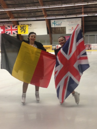 Jaz and Milly with flags